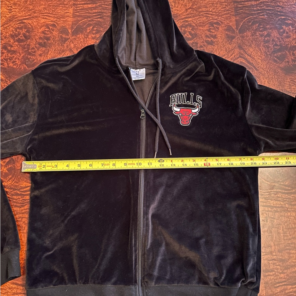 Chicago Bulls Velour Outfit Set M Black Zip Hoodie Sweatsuit Pants Hoodie NBA - Picture 7 of 13